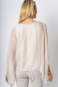 Silk blouse with sequin sleeve - Paris Paris